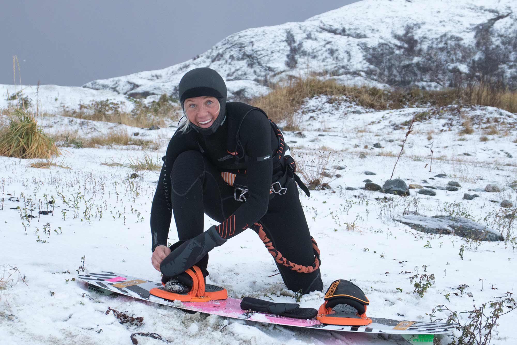 Kari Schibevaag beim Snowkiten