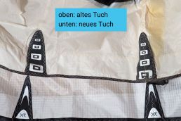 Tuch eines Kites in neuem und gebrauchtem Zustand