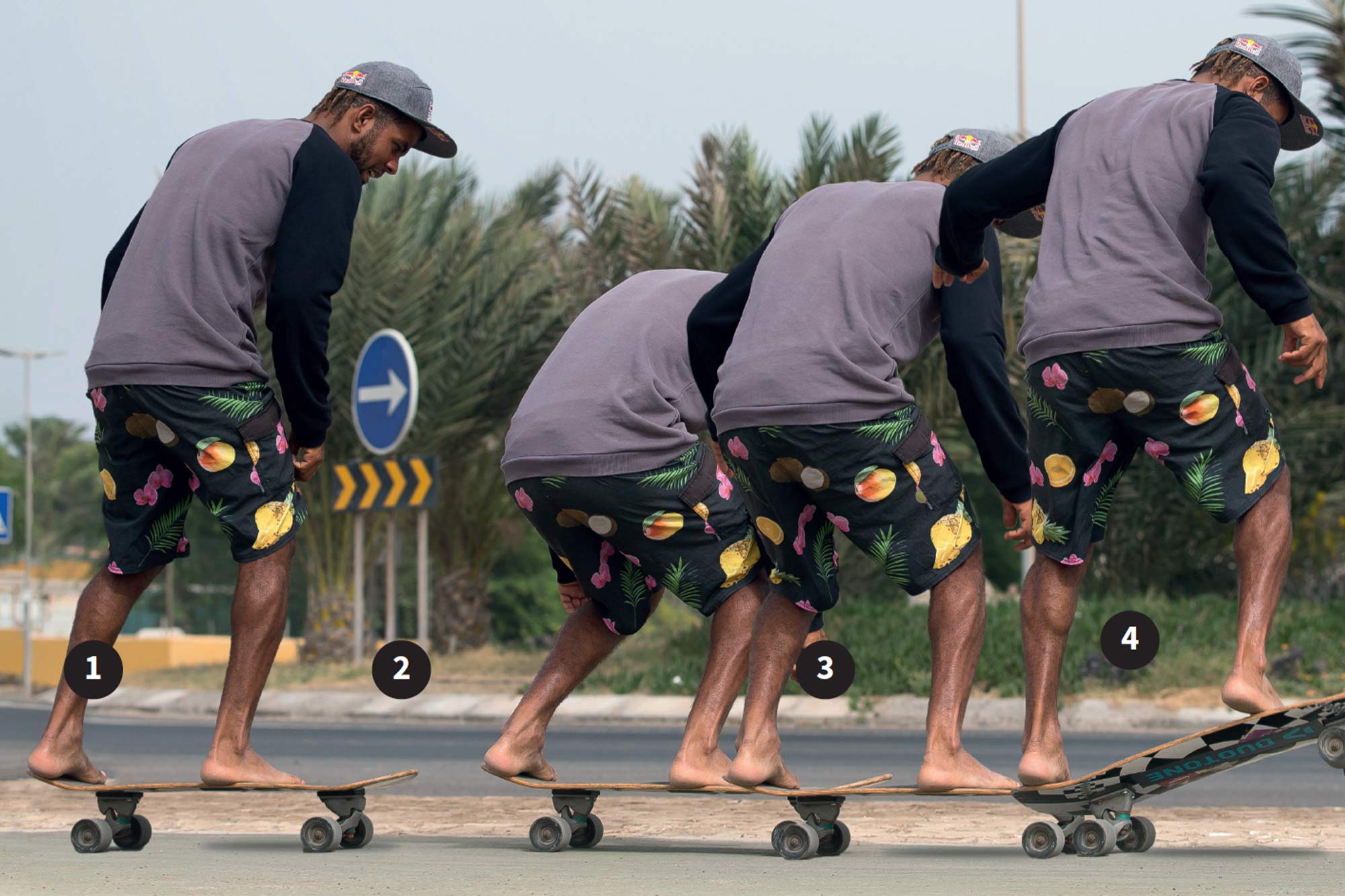 Airton Cozzolino zeigt den Straples-Basissprung auf einem Skateboard