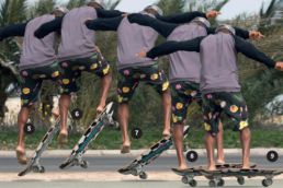 Airton Cozzolino zeigt den Straples-Basissprung auf einem Skateboard