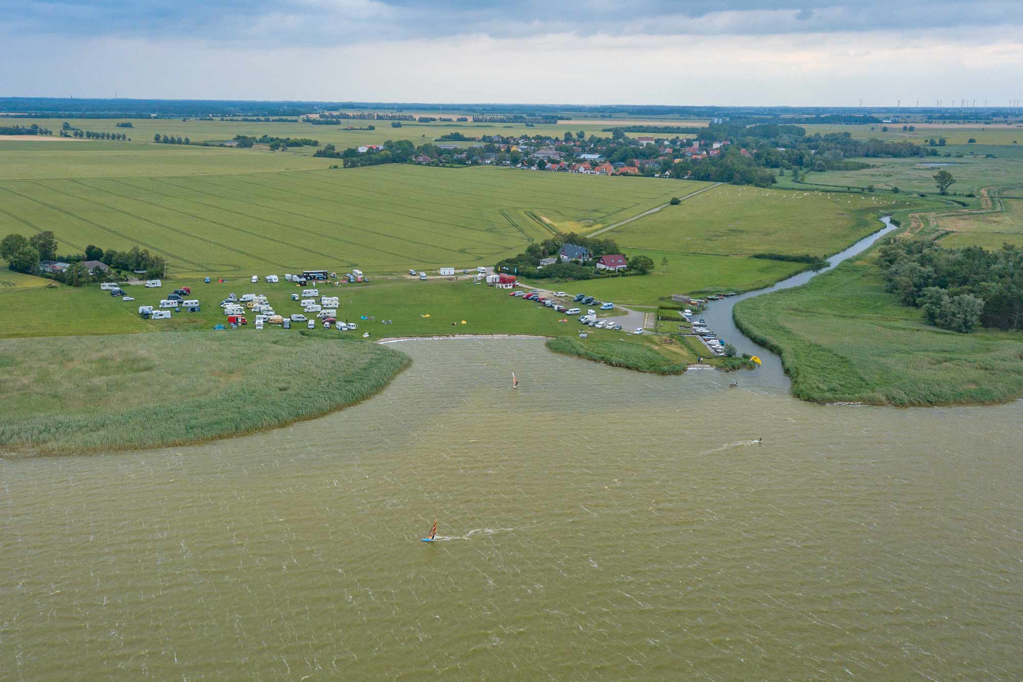 Luftaufnahme vom Saale Booden an der Ostsee