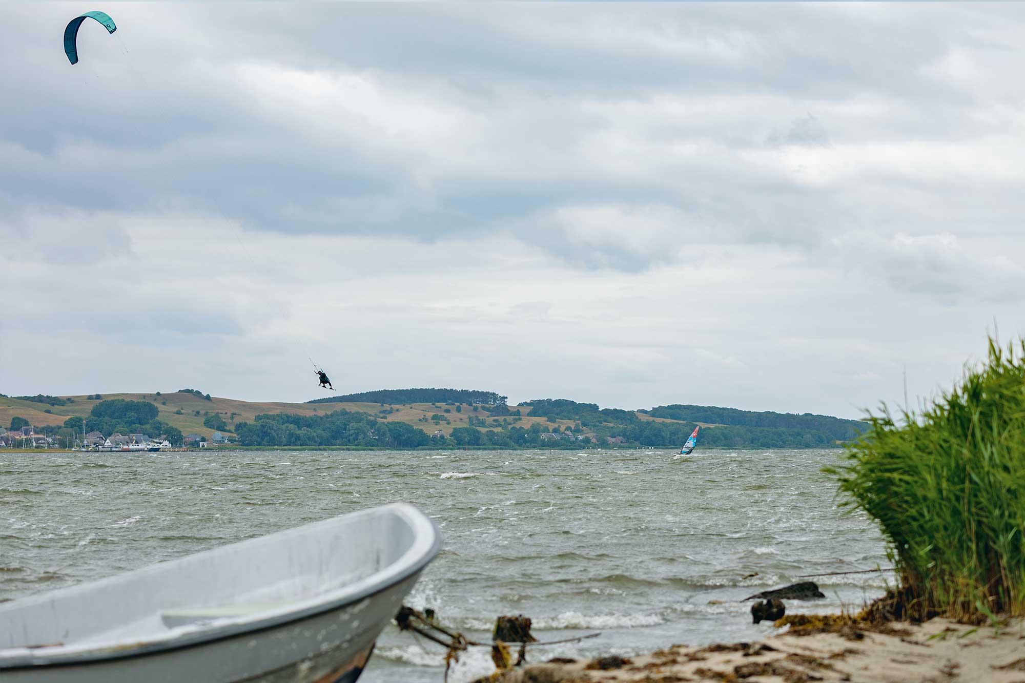 Blick auf den Kitespott Middelhagen auf Rügen